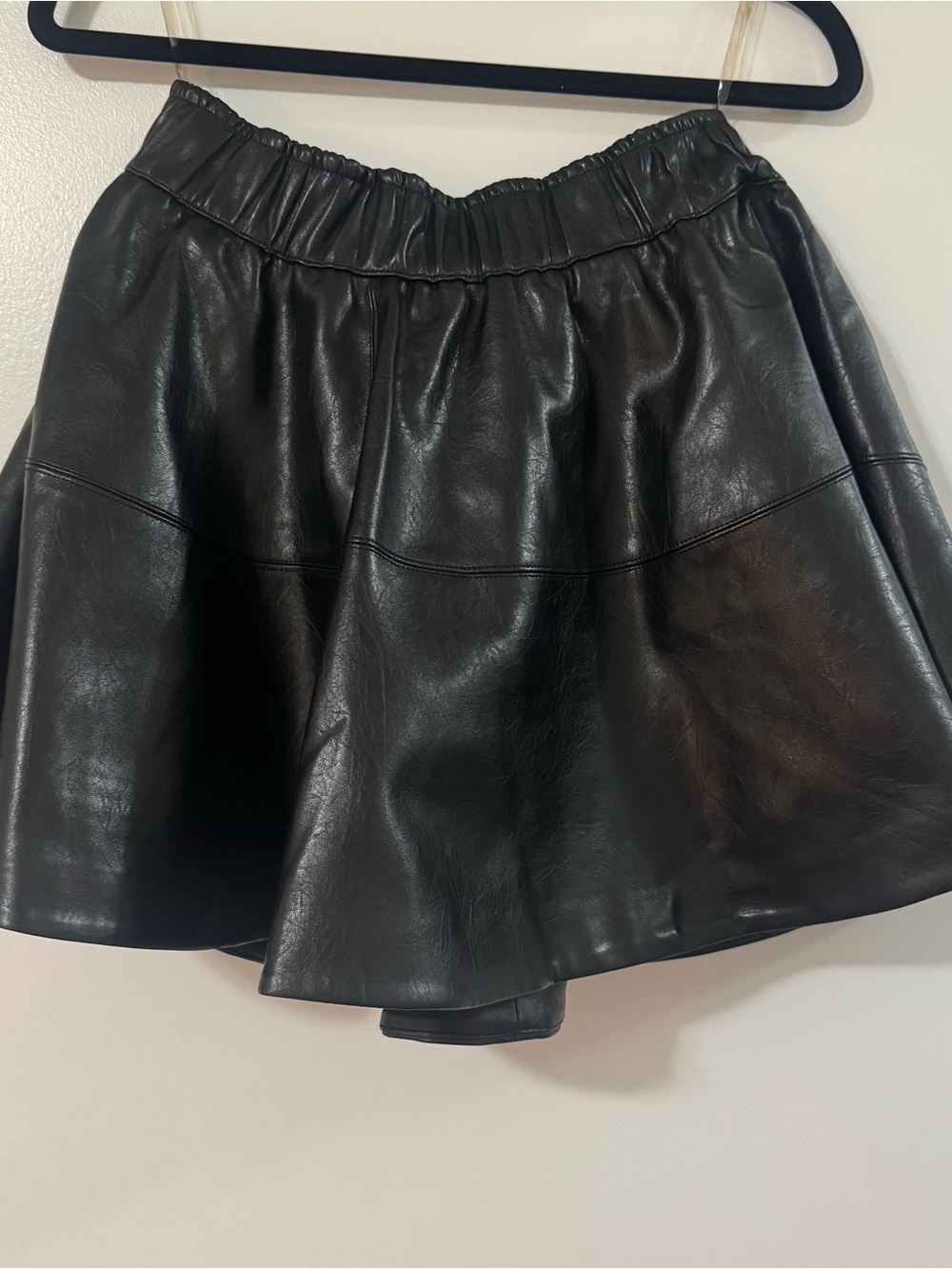 Women’s Black Faux Leather A-Line Skirt
